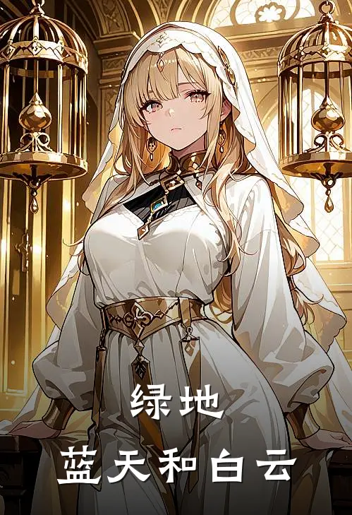 绿地，蓝天和白云